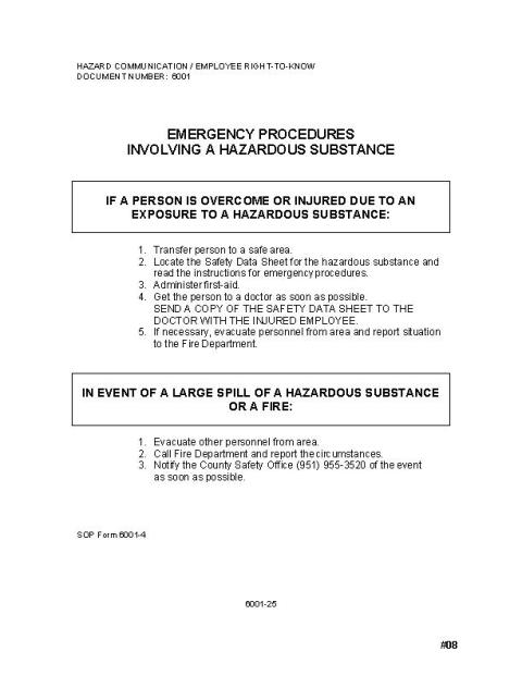 Emergency Procedures Involving a Hazardous Substance
